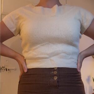 Cream Lambswool Crop Top